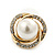 Classic Diamante, Simulated Pearl Stud Earring In Gold Plating - 17mm Diameter - view 5