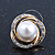 Classic Diamante, Simulated Pearl Stud Earring In Gold Plating - 17mm Diameter - view 2