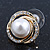 Classic Diamante, Simulated Pearl Stud Earring In Gold Plating - 17mm Diameter - view 3