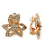Diamante 'Flower' Clip-On Earrings In Gold Plating - 25mm Width - view 7