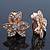 Diamante 'Flower' Clip-On Earrings In Gold Plating - 25mm Width - view 3