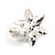 Teen Small Crystal, Simulated Pearl 'Flower' Stud Earrings In Rhodium Plating - 17mm Diameter - view 5