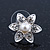 Teen Small Crystal, Simulated Pearl 'Flower' Stud Earrings In Rhodium Plating - 17mm Diameter - view 2