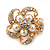 Diamante, Simulated Pearl 'Flower' Clip-On Earrings In Gold Plating - 23mm Width - view 5