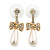 Delicate Teen Crystal, Simulated Pearl 'Bow' Stud Earrings In Gold Plating - 3cm Length - view 4