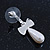 Delicate Teen Crystal, Simulated Pearl 'Bow' Stud Earrings In Rhodium Plating - 3cm Length - view 5