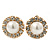 Diamante, Simulated Pearl Flower Clip-On Earrings In Gold Plating - 23mm Diameter - view 4
