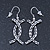 Ethnic Burn Silver Hammered 'Cross' Drop Earrings - 5cm Length - view 3