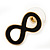 Small Black Enamel 'Infinity' Stud Earrings In Gold Plating - 20mm Length - view 4