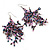 Boho Pink/Peacock Glass Bead Drop Earrings In Silver Plating - 7cm Length - view 2