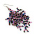 Boho Pink/Peacock Glass Bead Drop Earrings In Silver Plating - 7cm Length - view 3