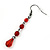 Red Acrylic Bead Drop Earrings In Gun Metal - 6cm Length - view 2