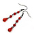 Red Acrylic Bead Drop Earrings In Gun Metal - 6cm Length - view 3