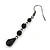 Black Acrylic Bead Drop Earrings In Gun Metal - 6cm Length - view 2