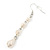 Cream White Acrylic Bead Drop Earrings In Gun Metal - 6cm Length - view 5