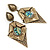 Large Vintage Style Diamond Shaped Drop Earrings In Burn Gold Metal - 9.5cm Length - view 3
