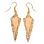 AB Crystal Apricot Spike Drop Earrings In Gold Plating - 6cm Length