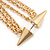 Faux Flesh Tunnel Spikes With Dangle Chains (Gold Plated) - 6cm Drop - view 6