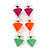 3 Pairs Neon Pink, Neon Orange and Neon Green Stud Earring Set - 10mm Diameter - view 2