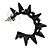 Black Enamel and Diamante Rock Chick Spiked Hoops - 3cm width - view 3
