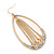 Large Diamante Chain Oval Hoop Earrings In Gold Plating - 7.5cm Length - view 4