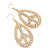 Clear Diamante Oval 'Peace' Drop Earrings In Gold Plating - 65mm Length - view 3