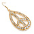 Clear Diamante Oval 'Peace' Drop Earrings In Gold Plating - 65mm Length - view 4