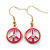 3 Pairs Clear Crystal Fuchsia Peace Earring Set In Gold Plating - 10mm, 32mm, 35mm Length - view 3