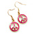3 Pairs Clear Crystal Fuchsia Peace Earring Set In Gold Plating - 10mm, 32mm, 35mm Length - view 8