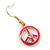 3 Pairs Clear Crystal Fuchsia Peace Earring Set In Gold Plating - 10mm, 32mm, 35mm Length - view 9
