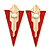 Statement Red Enamel Triangular Drop Earrings In Gold Plating - 6cm Length