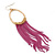 Gold Plated Hoop Earrings With Fuchsia Chains - 12cm Length - view 6