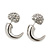Silver Plated Faux Horn Flash Tunnel Plug Crystal Ball Stud Earrings - 2.5cm Length - view 9