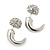 Silver Plated Faux Horn Flash Tunnel Plug Crystal Ball Stud Earrings - 2.5cm Length - view 10