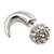 Silver Plated Faux Horn Flash Tunnel Plug Crystal Ball Stud Earrings - 2.5cm Length - view 6