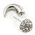 Silver Plated Faux Horn Flash Tunnel Plug Crystal Ball Stud Earrings - 2.5cm Length - view 7