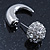 Silver Plated Faux Horn Flash Tunnel Plug Crystal Ball Stud Earrings - 2.5cm Length - view 2