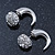 Silver Plated Faux Horn Flash Tunnel Plug Crystal Ball Stud Earrings - 2.5cm Length - view 3