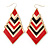 Black&Red Enamel Geometric Drop Earrings In Gold Plating - 8.5cm Drop - view 2