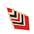 Black&Red Enamel Geometric Drop Earrings In Gold Plating - 8.5cm Drop - view 3