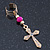 2 Piece Crystal Neon Pink/ Neon Orange Cross Ear Cuff Earring - 35mm Length - view 4