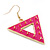 Groovy Neon Pink Spiky Triangular Drop Earrings In Gold Plating - 5.5cm Length - view 4
