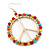 Round Multicoloured Bead 'Peace' Drop Earrings In Gold Plating - 50mm In Diameter - view 3