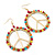 Round Multicoloured Bead 'Peace' Drop Earrings In Gold Plating - 50mm In Diameter