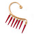 One Pair Dangle Magenta Spike Hook Cuff Earring In Gold Plating - view 3