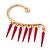 One Pair Dangle Magenta Spike Hook Cuff Earring In Gold Plating - view 4