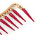 One Pair Dangle Magenta Spike Hook Cuff Earring In Gold Plating - view 5