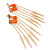Long Orange Acrylic Bead Spike Dangle Earrings In Gold Plating - 12cm Length - view 3