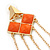 Long Orange Acrylic Bead Spike Dangle Earrings In Gold Plating - 12cm Length - view 6