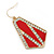 Crystal, Red Enamel Geometric Drop Earrings In Gold Plating - 5cm Length - view 4